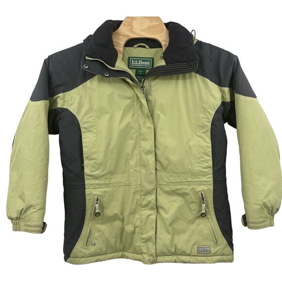L.L. Bean Jackets & Blazers - L.L Bean Womens Size L Ski Jacket Insulated Primaloft Hooded Coat Green Black